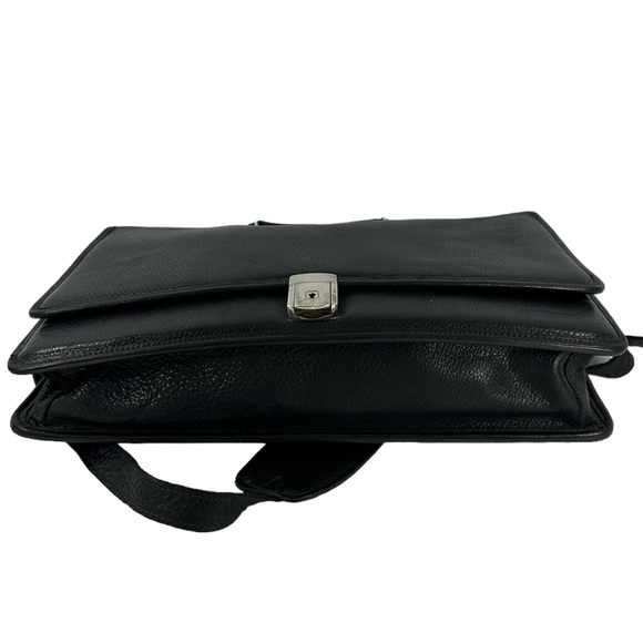 Vintage BOSCA double gusset black leather briefcase with shoulder strap - Picture 12 of 16